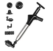 Innovagoods Jetpro Desatascador de Aire Comprimido 5 en 1 con Accesorios - Alta Presion - Acero Inoxidable - Manometro Incluido - Presion Ajustable - Color Negro