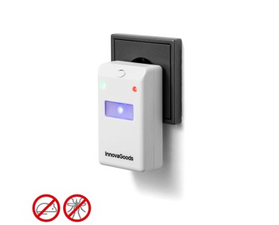 Innovagoods Killekt Repelente de Insectos y Roedores - Alcance hasta 180m2 - Luz LED Nocturna - Silencioso y Ecologico - Bajo Consumo Energetico - Reutilizable - 6.5x9.8x6cm - Color Blanco