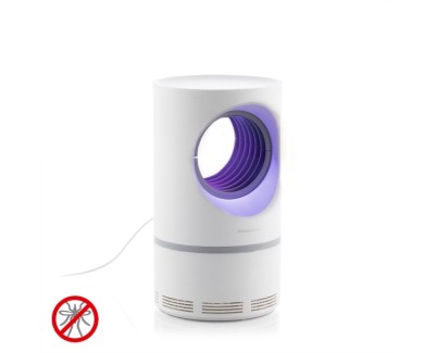 Innovagoods KL Virvel Lampara USB Antimosquitos por Succion - Polipropileno - Silencioso con Menos de 30dB - Alcance hasta 50m2 - LED UV - Deposito Extraible - Color Blanco y Gris