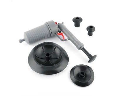 Innovagoods KlinGun Pistola Desatascadora Universal de Aire Comprimido - Incluye 4 Adaptadores - Material Resistente - Uso Ecologico - Facil de Usar - Ligero y Manejable - Color Gris