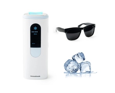 Innovagoods Kulepil Depiladora de Luz Pulsada - Funcion Frio - Incluye Accesorios - Apagado Automatico - Cable 150cm - Gafas de Proteccion IPL - 6.5x17x3.5cm - Color Blanco y Azul