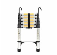 Innovagoods Ladescop32 Escalera Telescopica hasta 3.2m - Bloqueo de Seguridad - Soporta hasta 150kg - 2 Ganchos Extraibles - Antideslizante - 80-320x47x6.5cm - Color Negro y Plata