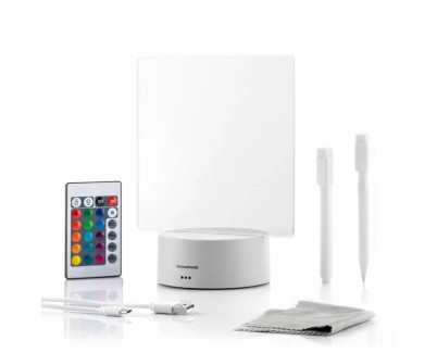 Innovagoods Lemo Tablero de Notas y Mensajes LED - Incluye Cable USB - RGB de Intesidad Regulable - Mando a Distancia - 15x19x9.5cm. - Color Gris