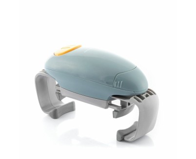 Innovagoods Lloucan Abridor de Botes y Tarros Electrico - Automatico - Facil de Usar - Ajustable - Funciona con 2 Pilas Aa - Autoapagado - 19.5x10.8x6.7cm - Color Gris y Azul