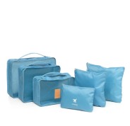 Innovagoods Luggan Pack de 6 Bolsas Organizadoras para Maletas - Resistente al Agua - Cremallera - Varios Formatos - Color Azul