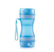 Innovagoods Pettap Botella 2 en 1 para Mascotas - Libre de BPA - Capacidad 500ml - Facil Limpieza - Incluye Tapas - Cordon de Transporte - 8.5x20.8x8.5cm - Color Azul