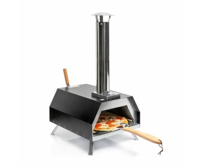 Innovagoods Pizzahven Horno para Pizza con Dispensador de Pellets - Control de Temperatura - Incluye Accesorios - Facil Transporte - 42x81x80cm - Color Negro y Acero