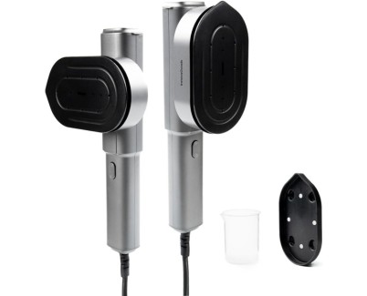 Innovagoods Plancha de Vapor Vertical 2 en 1 de Viaje - Potencia 1200W - Doble Orientacion - Vapor Continuo de 10 g/min - Deposito 100ml - Antiadherente - Incluye Accesorios - Color Gris y Negro