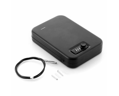 Innovagoods Prisaven Caja de Seguridad Portatil - Cable de Acero - Incluye Accesorios - Multifuncion - Cerradura de Combinacion - 24.5x5.5x16.5cm - Color Negro