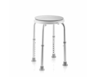 Innovagoods Roshawer Taburete de Aseo Giratorio - Altura Regulable - Asiento Giratorio - Antideslizante - Resistente - Facil Montaje - Soporta hasta 130kg - Ergonomico - Color Blanco y Gris