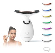 Innovagoods Selora Masajeador Facial Electrico Reafirmante para Cara y Cuello - Autonomia 60min - 500mAh - Termoterapia - Luz LED - Recargable - Autoapagado - Electroestimulacion - Color Blanco