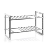 Innovagoods Shibblek Estanteria Extensible para Fregadero - Soporta hasta 8kg - Acero Inoxidable - Multifuncion - Altura Ajustable - Facil Limpieza - 37.5-66.5x38x28cm - Color Gris