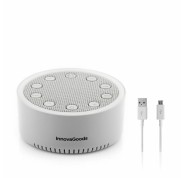 Innovagoods Slewel Maquina de Ruido Blanco - Autonomia 60min - Relajacion con Luz y Sonido - Bateria 400mAh - Antideslizante - Apagado Automatico - 9x4.2cm - Color Gris