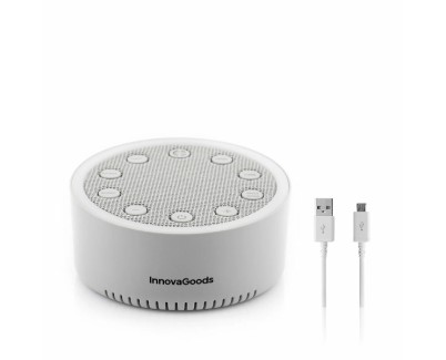 Innovagoods Slewel Maquina de Ruido Blanco - Autonomia 60min - Relajacion con Luz y Sonido - Bateria 400mAh - Antideslizante - Apagado Automatico - 9x4.2cm - Color Gris