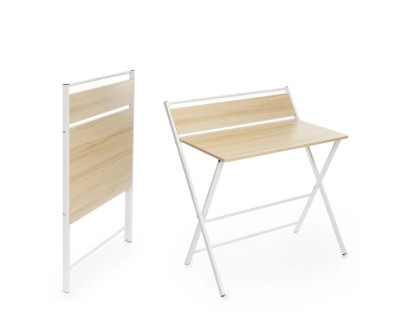 Innovagoods Tablezy Escritorio Plegable con Estante - Facil de Transportar y Guardar - Soporta hasta 50kg - Facil Limpieza - 84x97x60cm - Color Marron