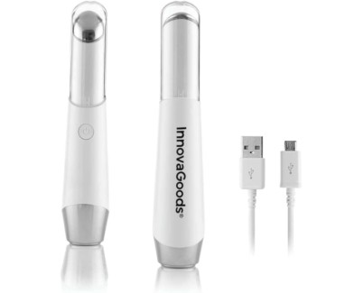 Innovagoods Therey Masajeador de Ojos Antiedad 3 en 1 - Bateria 300mAh - Fototerapia - Termoterapia - Vibracion - Recargable - Bateria 300mAh - Apagado Automatico - 2.3x11.8cm - Color Blanco