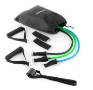 Innovagoods Tribainer Set de 3 Bandas de Resistencia con Accesorios - Resistencia Ajustable - Guia de Ejercicios - Portatil - Mangos de Espuma - Mosquetones Metalicos - Colores Segun Nivel -
