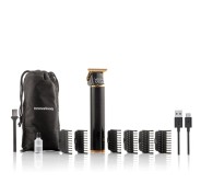 Innovagoods Triher Cortapelos Profesional Recargable - Autonomia 3h - Peines Surtidos - Resistente al Agua - Bateria 1200mAh - Pantalla LCD - Incluye Accesorios - 4x16x3cm - Color Negro y Dorado