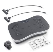 Innovagoods Vybeform Plataforma Vibratoria de Entrenamiento - Potencia 200W - Incluye Accesorios - Ergonomico - hasta 120kg - Mando a Distancia - Guia de Ejercicios - Color Negro y Blanco