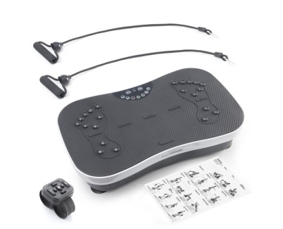 Innovagoods Vybeform Plataforma Vibratoria de Entrenamiento - Potencia 200W - Incluye Accesorios - Ergonomico - hasta 120kg - Mando a Distancia - Guia de Ejercicios - Color Negro y Blanco