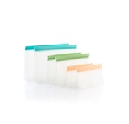 Innovagoods Zags Set de Bolsas Reutilizables Hermeticas - Libre de BPA - Cierre Ziplock - Apto para Liquidos - 3 Formatos - Facil Limpieza - Transparente