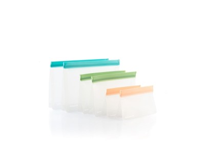 Innovagoods Zags Set de Bolsas Reutilizables Hermeticas - Libre de BPA - Cierre Ziplock - Apto para Liquidos - 3 Formatos - Facil Limpieza - Transparente