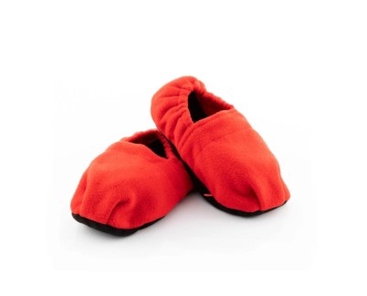 Innovagoods Zapatillas de Casa Calentables en Microondas - Facil Limpieza - Sacos con Perlas de Arcilla - Poliester - Unisex - Talla Unica - Calor hasta 1h - Color Rojo