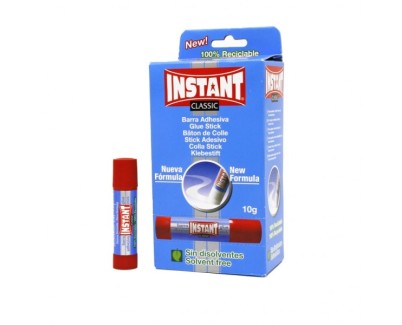 Instant Classic Barra de Pegamento 10grs - Apto para Uso Infantil y/o Domestico - Lavable - Sin Disolventes