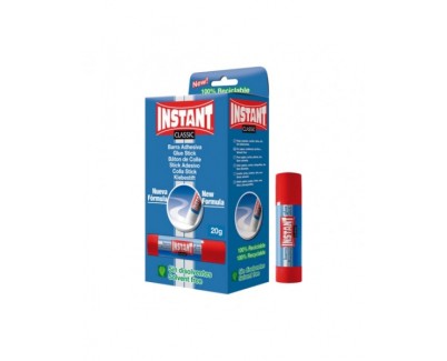 Instant Classic Barra de Pegamento 20grs - Apto para Uso Infantil y/o Domestico - Lavable - Sin Disolventes