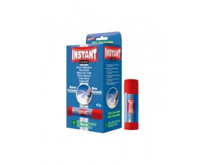 Instant Classic Barra de Pegamento 40grs - Apto para Uso Infantil y/o Domestico - Lavable - Sin Disolventes