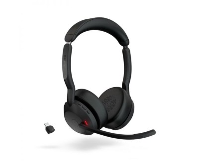 Jabra Evolve2 55 MS Auriculares Estero Link 380 con Microfono - Bluetooth - USB-C - Cancelacion de Ruido - Diadema Ajustable - Color Negro