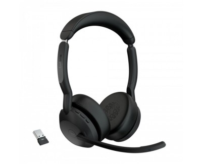 Jabra Evolve2 55 MS Stereo Auriculares con Microfono Bluetooth - Cancelacion de Ruido - Autonomia hasta 18h - Diadema Ajustable - Controles en Auricular - Color Negro