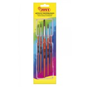 Jovi Artistic Paintbrushes Blister con 5 Pinceles Redondos - Pelo Natural - Mango de Madera - Calibre 00 al 12 - Punta Redonda - Pelo Suave - Color Varios