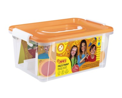 Jovi Baul Escolar de Maquillaje con 12 Botes 8ml Surtidos + Accesorios - Gran Surtido de Colores - Incluye Guia con Ideas - Ideal para Actividades Escolares - Color Surtido