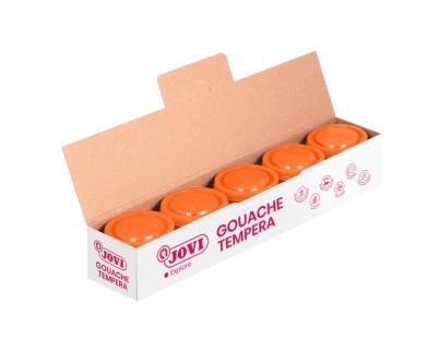 Jovi Bote de Tempera Escolar 35ml - Aplicacion en Multiples Superficies - Uso con Pincel, Rodillo o Espatula - Colores Mezclables - Color Naranja