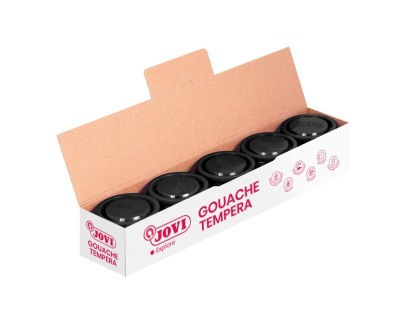 Jovi Bote de Tempera Escolar 35ml - Aplicacion en Multiples Superficies - Uso con Pincel, Rodillo o Espatula - Colores Mezclables - Color Negro