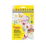 Jovi Brush Marker Pack de 12 Rotuladores Punta Pincel 4.5mm - Punta Suave y Flexible - Trazos Finos y Gruesos - Tinta Base Agua - Ideal para Lettering - Colores Surtidos