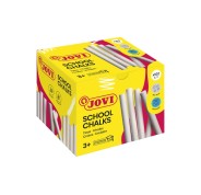 Jovi Classcolor Caja de 100 Tizas Antipolvo Blancas - Compactas - sin Polvo - Materias Primas Naturales - Trazos Nitidos - Faciles de Borrar - Resistentes - Redondas - Color Blanco