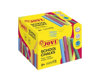 Jovi Classcolor Caja de 100 Tizas Antipolvo - Especiales para Dibujar en El Suelo - Ideales para Juegos y Murales en Asfalto - Facil Eliminacion con Agua - Poco Resto de Polvo - Color Surtido