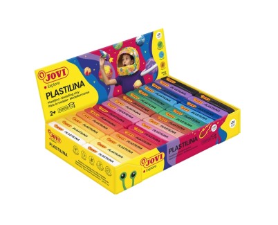 Jovi Expositor de 30 Pastillas de Plastilina 50gr - 100% Vegetal - Muy Moldeable - No Se Seca - Colores Mezclables - Colores Surtidos