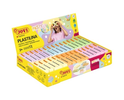Jovi Expositor de 30 Pastillas de Plastilina 50gr - 100% Vegetal - Muy Moldeable - No Se Seca - Mezclables - Colores Pastel Surtidos