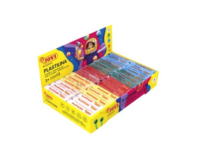 Jovi Expositor de 30 Pastillas de Plastilina 50gr - Colores Basicos - Muy Moldeable - No Se Seca - Color Surtido