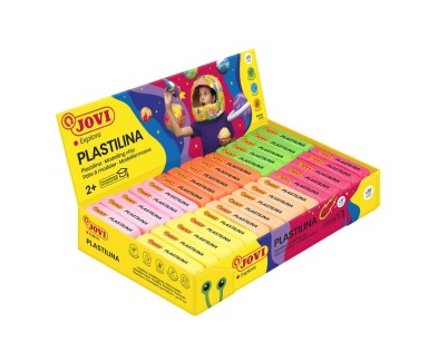 Jovi Expositor de 30 Pastillas de Plastilina 50gr - Colores Neon - 100% Vegetal - Muy Moldeable - No Se Seca - Mezclables - Color Surtido