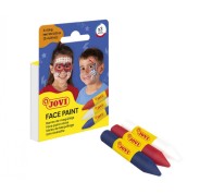 Jovi Face Paint Adventure Pack de 3 Barras de Maquillaje - Para todo Tipo de Pieles - Se Limpia Facilmente - Colores Blanco, Rojo y Azul