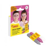 Jovi Face Paint Fantasy Pack de 3 Barras de Maquillaje - Para todo Tipo de Pieles - Se Limpia Facilmente - Colores Blanco, Rosa y Gris
