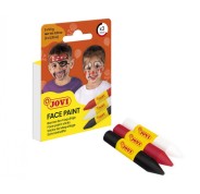 Jovi Face Paint Scary Pack de 3 Barras de Maquillaje - Para todo Tipo de Pieles - Se Limpia Facilmente - Colores Blanco, Rojo y Negro
