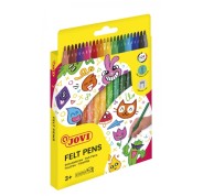 Jovi Felt Pens Estuche de 24 Rotuladores - Amplia Variedad de Tonos - Tinta de Gran Fijacion - Punta de 3mm - Capuchon de Seguridad Ventilado - Grip Triangular Ergonomico - Color Surtido
