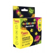 Jovi Gouache Estuche de 4 Botes de Tempera 35ml Tempera Escolar - Colores Fosforescentes - Brilla en la Oscuridad - Secado Rapido - Excelente Adherencia - Lista para Usar - Color Surtido