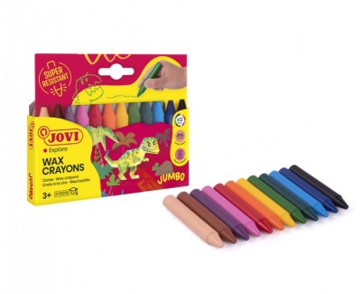 Jovi Jumbo Estuche de 12 Ceras Redondeadas - Resistentes - No Manchan - Colores Surtidos