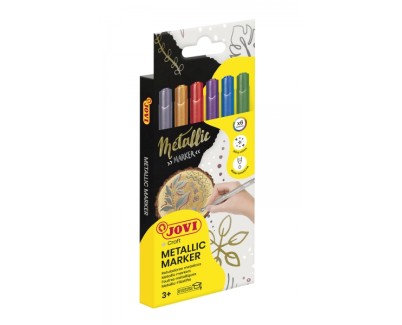 Jovi Metalic Estuche de 6 Rotuladores - Efecto Metalico - Tinta Base Agua - Facil Limpieza - Ideal para Papel Oscuro y Superficies No Porosas - Color Surtido